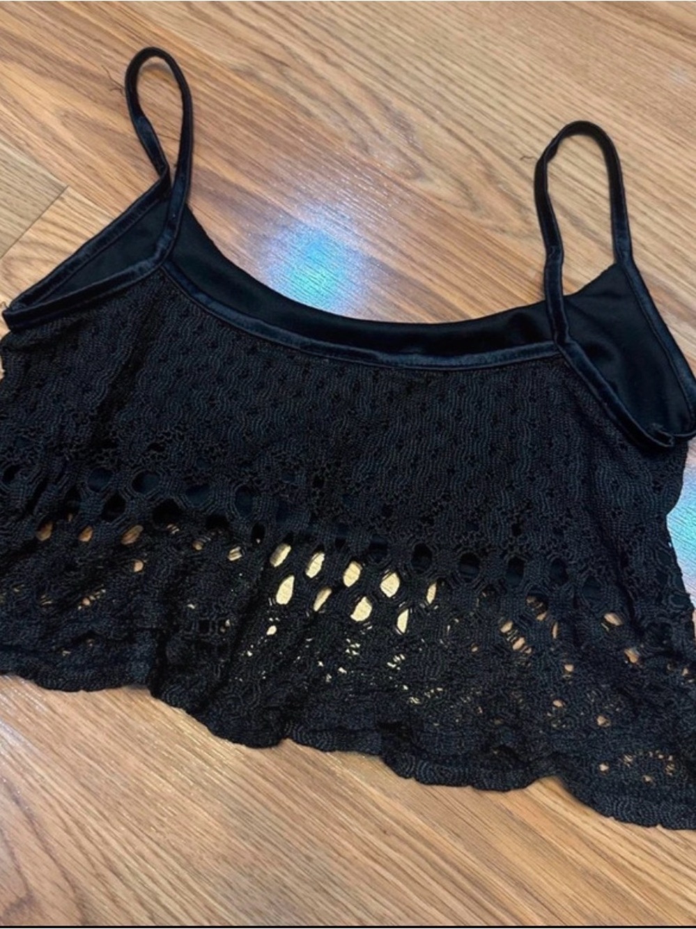 Black Crochet Trim Cami Tank Top